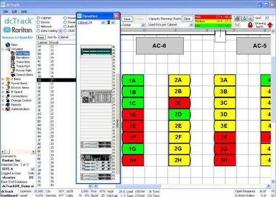 Die Software dcTrack 2.4 liefert aktuelle Informationen über den Energieverbrauch und die Wärmeabfuhr sowie die verfügbare Nutzfläche des Rechenzentrums Die Software dcTrack 2.4 liefert aktuelle Informationen über den Energieverbrauch und die Wärmeabfuhr sowie die verfügbare Nutzfläche des Rechenzentrums