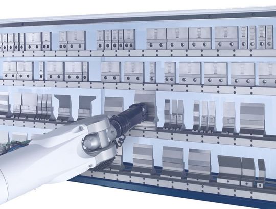 Die Tru-Bend Cell 7000 Biegezelle ist mit dem Tool Identifiaktion System – kurz TIS – ausgestattet. Dieses erkennt automatisch den Werkzeugtyp und die Position und trägt damit zur Schnelligkeit der Biegezelle bei. Die Tru-Bend Cell 7000 Biegezelle ist mit dem Tool Identifiaktion System – kurz TIS – ausgestattet. Dieses erkennt automatisch den Werkzeugtyp und die Position und trägt damit zur Schnelligkeit der Biegezelle bei.