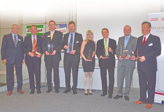 The line-up of prize-winners (left to right): Gerd Kielburger, Chief Editor/Publisher at Vogel Business Media; Reiner Zimmermann, Managing Partner at AZO; Holger Sack, Marketing Manager at Vega; Hanno Derich, Managing Director at Derichs; Magdalena Stöffler, Marketing Assistant at GIG Karasek; Markus Adamczyk, AutoChem Product Specialist at Mettler Toledo; Peter Reitinger, Managing Director at Reitinger Engineering; Manfred Seifert, Sales Manager (South) at Christ Pharma & Life Science. (Pictures: PROCESS) The line-up of prize-winners (left to right): Gerd Kielburger, Chief Editor/Publisher at Vogel Business Media; Reiner Zimmermann, Managing Partner at AZO; Holger Sack, Marketing Manager at Vega; Hanno Derich, Managing Director at Derichs; Magdalena Stöffler, Marketing Assistant at GIG Karasek; Markus Adamczyk, AutoChem Product Specialist at Mettler Toledo; Peter Reitinger, Managing Director at Reitinger Engineering; Manfred Seifert, Sales Manager (South) at Christ Pharma & Life Science. (Pictures: PROCESS)