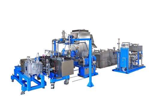 BKG-Gesamtgranuliersystem für die PET-Granulatherstellung mit Schmelzefilter von Kreyenborg und Witte-Boosterpumpe. (Bild: Kreyenborg)