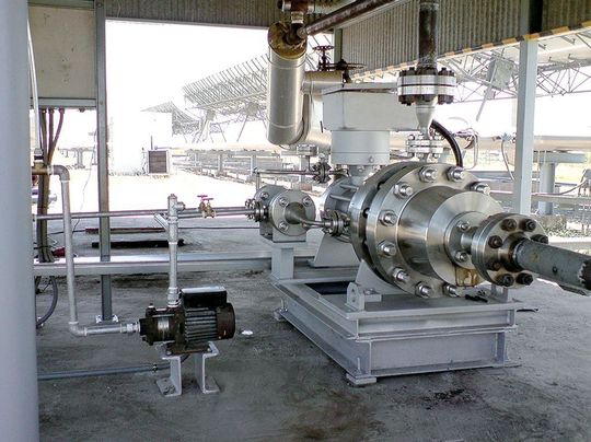 Impressive dimensions: a Hermetic pump at a Spanish solar power station. Impressive dimensions: a Hermetic pump at a Spanish solar power station.