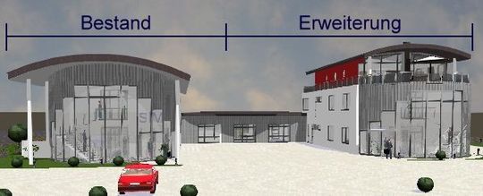 Der Erweiterungsbau von SIM ist spiegelbildlich zu dem vorhandenen Gebäude geplant. (Bild: SIM) Der Erweiterungsbau von SIM ist spiegelbildlich zu dem vorhandenen Gebäude geplant. (Bild: SIM)