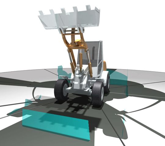 Mit EMM-Check können die Sichtverhältnisse in Erdbewegungsmaschinen während der Konstruktion untersucht werden. (Bild: ReKnow)
