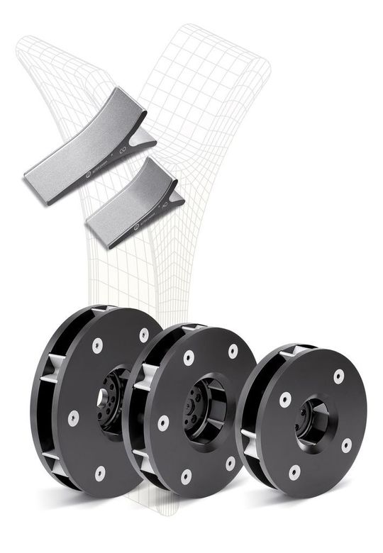 Strahlturbinen mit y-förmigen Wurfschaufeln gehören zu den jüngsten Entwicklungen des Herstellers Rutten. (Bild: Rösler/Rutten) Strahlturbinen mit y-förmigen Wurfschaufeln gehören zu den jüngsten Entwicklungen des Herstellers Rutten. (Bild: Rösler/Rutten)