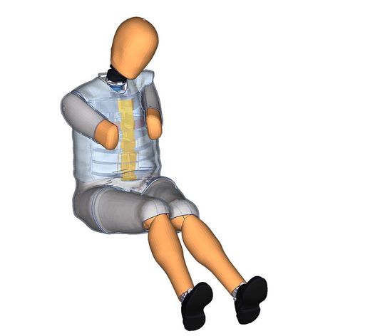 World SID 50th Dummy: Verformung unter Belastung in einem Barriere-Test. (Bild: ESI)