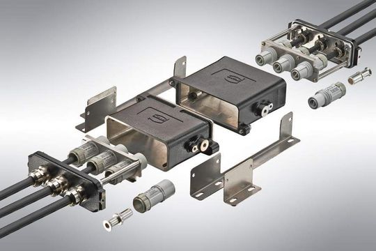 Der Hochstromsteckverbinder bietet durch sein geteiltes Gehäuse eine vereinfachte Konfektionierung. (Bild: Harting) Der Hochstromsteckverbinder bietet durch sein geteiltes Gehäuse eine vereinfachte Konfektionierung. (Bild: Harting)