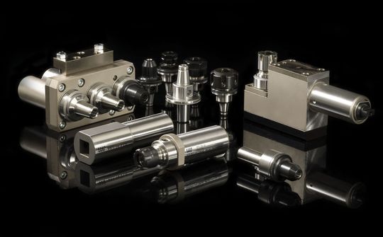 Bild 1: Für die Drehmaschinen Speed32 und Sprint 42 von Gildemeister wurden mehrere Halter entwickelt. Darunter ein angetriebenes axiales Werkzeug in dreispindliger Ausführung. (Bild: W & F)