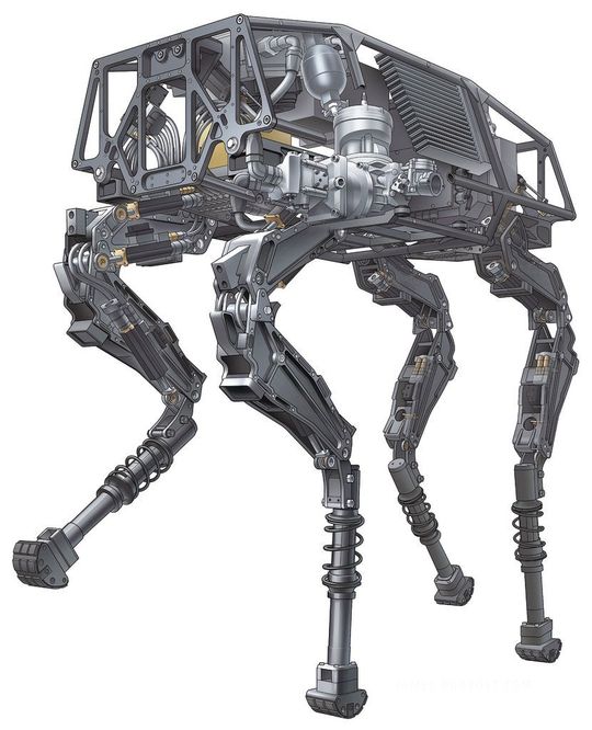 Ce n'est plus de la science-fiction, ce robot à 4 pattes est capable d'accompagner des fantassins même dans les endroits les plus glissants et escarpés. Sa taille est celle d’un grand chien : 1 m de long, 0,7 m de haut et 75 kg. (Image: Boston Dynamics & Trelleborg) Ce n'est plus de la science-fiction, ce robot à 4 pattes est capable d'accompagner des fantassins même dans les endroits les plus glissants et escarpés. Sa taille est celle d’un grand chien : 1 m de long, 0,7 m de haut et 75 kg. (Image: Boston Dynamics & Trelleborg)
