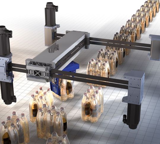 Bild 1: Alle antreibenden Aggregate des RL-Systems sind unbeweglich außerhalb des Aktionsbereichs und an statischen Teilen positioniert. Die Übertragung der Bewegung erfolgt über ein Riemensystem. (Bild: Schleicher)