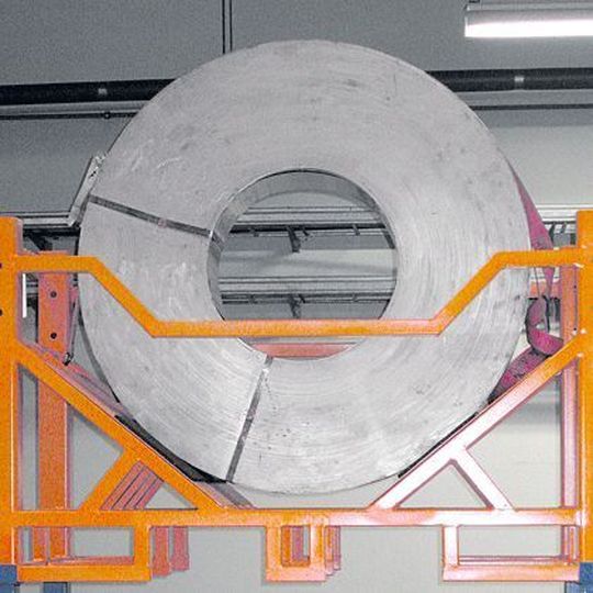 Der Coil Carrier ist im Standardmaß stapelbar und bringt Erleichterungen in der gesamten Logistikkette. Bild: CSS Der Coil Carrier ist im Standardmaß stapelbar und bringt Erleichterungen in der gesamten Logistikkette. Bild: CSS