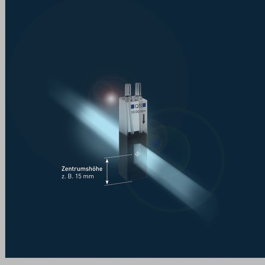 Die Zentrumshöhe von Küvette und Spektralfotometer müssen übereinstimmen (Bild: Hellma) Die Zentrumshöhe von Küvette und Spektralfotometer müssen übereinstimmen (Bild: Hellma)
