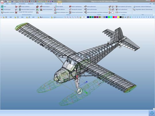 Mit MegaCAD Profi plus 2011 ist es nun erstmals, auch Freiformflächen, die durch nicht planare Splines berandet sind (Beispiel: die Helix einer Extruderschnecke), automatisch durch Regelflächen zu approximieren. (Bild: MegaCAD)