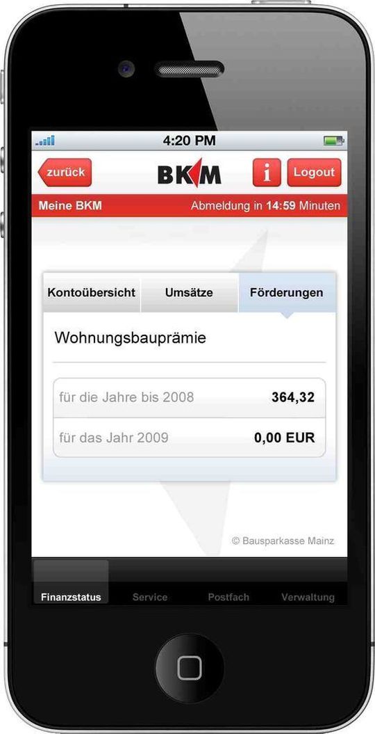 adesso realisierte die Applikation zum Abruf von Informationen über das Bausparkonto mit der iPhone-App der BKM. adesso realisierte die Applikation zum Abruf von Informationen über das Bausparkonto mit der iPhone-App der BKM.