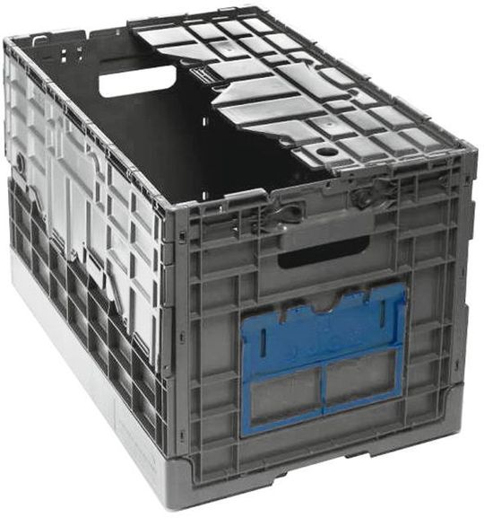 Die Prelog-Box besitzt einen fest anscharnierten Deckel, der mit einer Plombe versehen werden kann, sodass die Waren vor unbefugtem Zugriff geschützt sind. Bild: Schoeller Arca Systems Die Prelog-Box besitzt einen fest anscharnierten Deckel, der mit einer Plombe versehen werden kann, sodass die Waren vor unbefugtem Zugriff geschützt sind. Bild: Schoeller Arca Systems