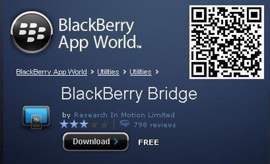 Die Blackberry Bridge findet sich in der App World des Herstellers Research in Motion. Die Blackberry Bridge findet sich in der App World des Herstellers Research in Motion.