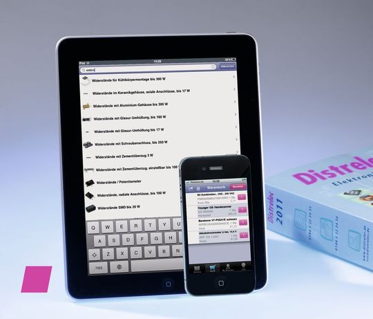 Gegenüber den neuen Apps für I-Phone und Android tritt der Printkatalog in den Hintergrund. (Bild: Distrelec Schuricht)