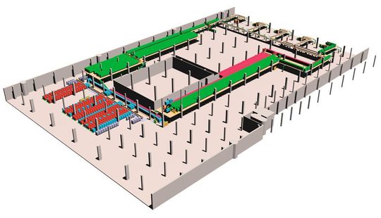 Fördersystem für den automatischen Rollbehältertransport. Das Layout zeigt anschaulich die gesamte Anlage. (Bild: Gilgen) Fördersystem für den automatischen Rollbehältertransport. Das Layout zeigt anschaulich die gesamte Anlage. (Bild: Gilgen)