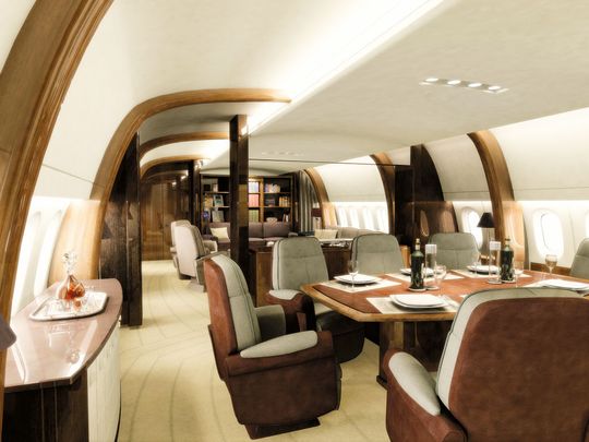 Innenausstattung eines Konferenzraums in einer Boeing 747-400 787. (Bild: Jet Aviation) Innenausstattung eines Konferenzraums in einer Boeing 747-400 787. (Bild: Jet Aviation)