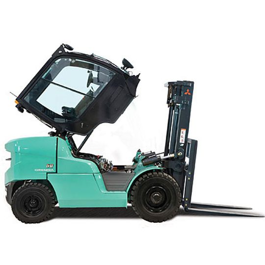 Die Procab-Kabine kann per Knopfdruck ganz gekippt werden. Bild: Mitsubishi Die Procab-Kabine kann per Knopfdruck ganz gekippt werden. Bild: Mitsubishi