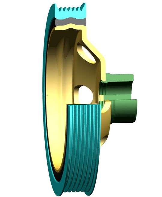 Leichtbau-Torsionsschwingungsdämpfer (Bild: Vibracoustic) Leichtbau-Torsionsschwingungsdämpfer (Bild: Vibracoustic)