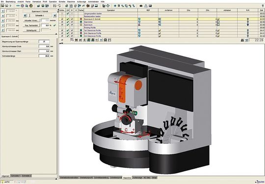 Bild 1: Toolstudio- Benutzeroberfläche einschließlich des 3D-Maschinenmodells. (Bild: Walter maschinenbau) Bild 1: Toolstudio- Benutzeroberfläche einschließlich des 3D-Maschinenmodells. (Bild: Walter maschinenbau)