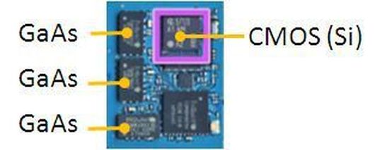 Bild 2: Im Smartphone verbaute GaAs-MMIC (Bild: UMS) Bild 2: Im Smartphone verbaute GaAs-MMIC (Bild: UMS)