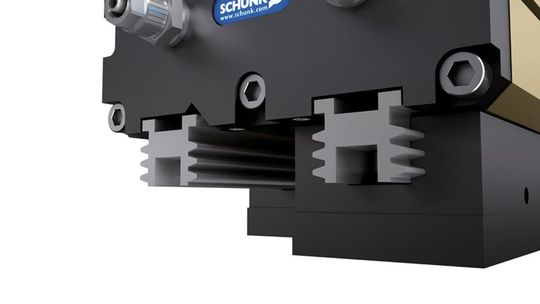 Der Anwender hat die Wahl: Gleitgeführt mit Vielzahnführung (oberes Bild) oder wälzlagergeführt mit Profilschienenführung. (Bild: Schunk) Der Anwender hat die Wahl: Gleitgeführt mit Vielzahnführung (oberes Bild) oder wälzlagergeführt mit Profilschienenführung. (Bild: Schunk)