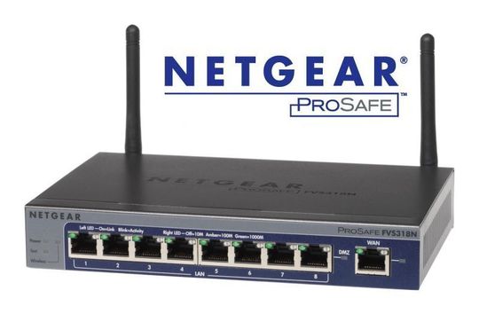 Die Netgear ProSafe VPN Firewall FVS318N bietet kleinen Unternehmen Router, WLAN nach N-Standard, einen 8-Port Gigabit-Switch und VPN für bis zu 5 User. Die Netgear ProSafe VPN Firewall FVS318N bietet kleinen Unternehmen Router, WLAN nach N-Standard, einen 8-Port Gigabit-Switch und VPN für bis zu 5 User.