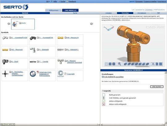 Die neue Version des 3D CAD Downloadportals PARTcommunity von Serto. (Bild: Cadenas)