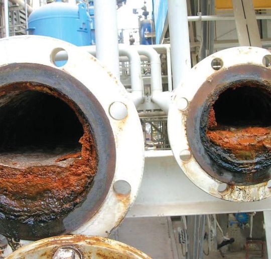 A flange or a valve which is closed, where there is no flow of liquids, is the most susceptible area to biofouling. This picture shows the actual condition of the pipeline (dead legs) before Merus Ring was applied. (Picture: Merus Engineering) A flange or a valve which is closed, where there is no flow of liquids, is the most susceptible area to biofouling. This picture shows the actual condition of the pipeline (dead legs) before Merus Ring was applied. (Picture: Merus Engineering)