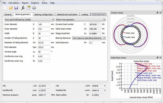 Wälzlagerberechnungssoftware MESYS RBC mit Lagerinnengeometrie. (Bild: GWJ Technology)