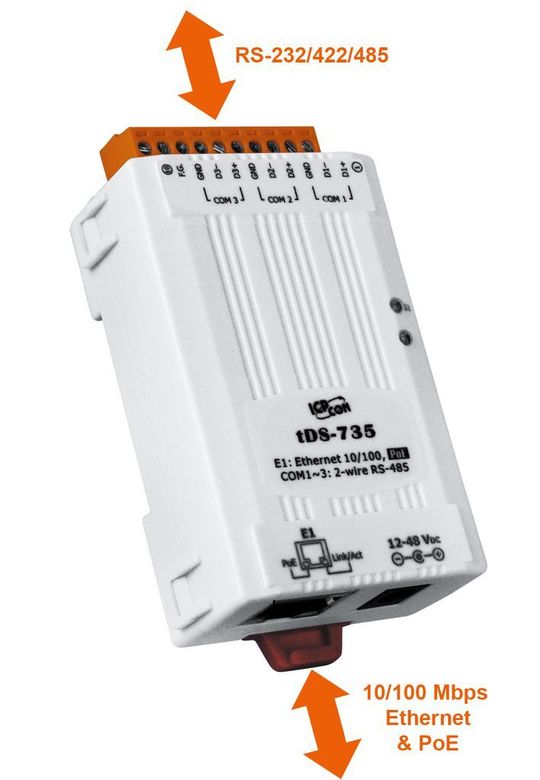 Die neuen Device-Server der tDS-700 Serie von ICPDAS-Europe binden Geräte mit RS-232/485 Schnittstelle an ein Ethernet-Netzwerk an. (Bild: ICPDAS-Europe) Die neuen Device-Server der tDS-700 Serie von ICPDAS-Europe binden Geräte mit RS-232/485 Schnittstelle an ein Ethernet-Netzwerk an. (Bild: ICPDAS-Europe)