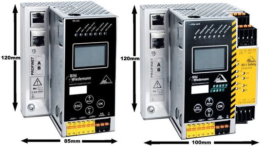 AS-i 3.0 Profinet Gateway (links) und AS-i 3.0 Profinet-Gateway mit integriertem Sicherheitsmonitor (rechts) (Bild: Bihl+Wiedemann) AS-i 3.0 Profinet Gateway (links) und AS-i 3.0 Profinet-Gateway mit integriertem Sicherheitsmonitor (rechts) (Bild: Bihl+Wiedemann)