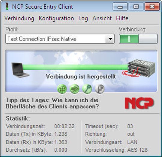Der Secure Entry VPN Client von NCP unterstützt in Version 9.3 jetzt Mobile Broadband, IKEv2 und kommt mit neuer Firewall GUI und Seamless Roaming. Der Secure Entry VPN Client von NCP unterstützt in Version 9.3 jetzt Mobile Broadband, IKEv2 und kommt mit neuer Firewall GUI und Seamless Roaming.