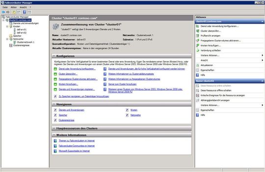 Abbildung 1: Failover-Cluster-Verwaltung in Windows Server 2008 R2 (Thomas Joos) Abbildung 1: Failover-Cluster-Verwaltung in Windows Server 2008 R2 (Thomas Joos)