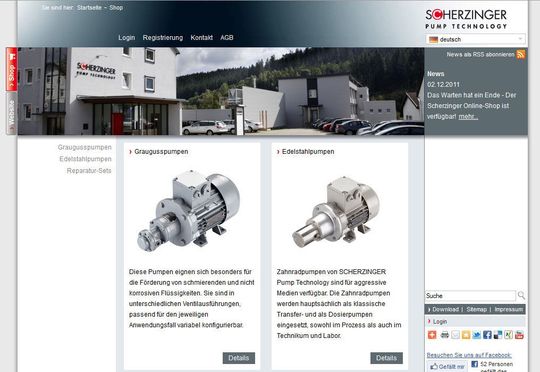In seinem Online-Shop bietet Scherzinger Graugusspumpen, Edelstahlpumpen und Reparatur-Sets für die Dosierpumpen 2030 – 4030. (Bild: Scherzinger)