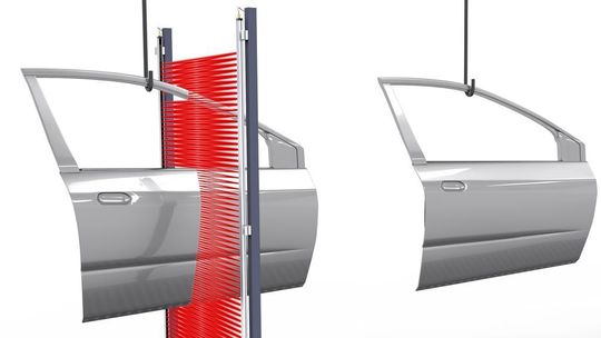 Durch flexible Einlernoptionen wie invertiertes Einlernen, sind nicht nur massive Gegenstände identifizierbar, sondern auch solche mit Durchbrüchen und Öffnungen, wie hier Karosserieteile in der Automobilindustrie. Durch flexible Einlernoptionen wie invertiertes Einlernen, sind nicht nur massive Gegenstände identifizierbar, sondern auch solche mit Durchbrüchen und Öffnungen, wie hier Karosserieteile in der Automobilindustrie.