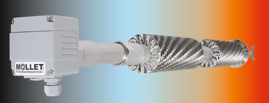 Dieser spezielle Füllstandanzeiger der DF-Baureihe ist durch die Entkopplungslaterne für Prozesstemperaturen bis 1200 °C geeignet. (Bild: Mollet) Dieser spezielle Füllstandanzeiger der DF-Baureihe ist durch die Entkopplungslaterne für Prozesstemperaturen bis 1200 °C geeignet. (Bild: Mollet)