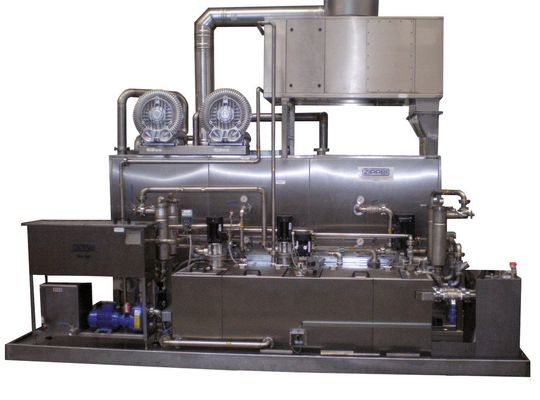 Die Durchlaufanlage arbeitet ohne Reinigungschemikalien. Aufgrund der Schwadenkonden- sation werden Wasser und Wärme zurückgewonnen. (Bild: Zippel) Die Durchlaufanlage arbeitet ohne Reinigungschemikalien. Aufgrund der Schwadenkonden- sation werden Wasser und Wärme zurückgewonnen. (Bild: Zippel)