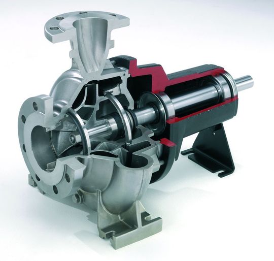 NK 80-200 – solche Normpumpen aus Edelstahl sind in der Chemie häufig eingesetzte Arbeitstiere. (Bild: Grundfos) NK 80-200 – solche Normpumpen aus Edelstahl sind in der Chemie häufig eingesetzte Arbeitstiere. (Bild: Grundfos)