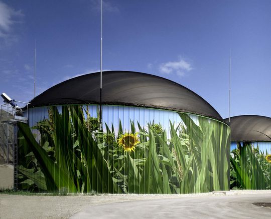 Biogasanlage mit Mischfruchtansicht (Bild: Fachagentur Nachwachsende Rohstoffe) Biogasanlage mit Mischfruchtansicht (Bild: Fachagentur Nachwachsende Rohstoffe)