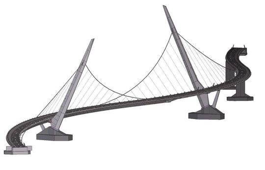 Die s-förmige Peace Bridge verbindet die beiden Teile der Stadt Derry für Fußgänger und Radfahrer. (Bild: Tekla)