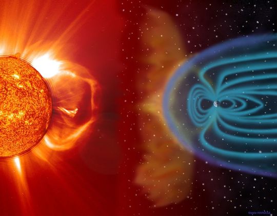 Ein geomagnetischer Sturm: Der solare Ausbruch stört das Magnetfeld der Erde. (NASA)