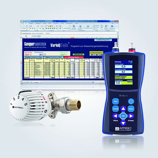 Keiner hat ihn so richtig gern, den hydraulischen Abgleich. Doch das muss nicht sein. Mit dem neuen patentierten Ventilprogramm VarioQ wird die unliebsame Pflicht zur angenehmen Tätigkeit. Denn der hydraulische Abgleich wird direkt am Heizkörper durchgeführt: Messen, einstellen, fertig. (Afriso)