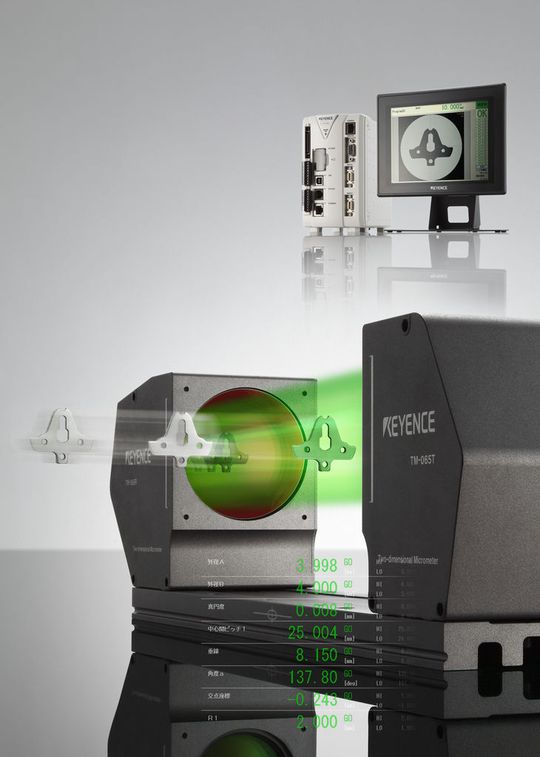Das TM-3000 verbindet die Funktionen eines Laserscan-Mikrometers, eines Bildverarbeitungssystems und eines Profilprojektors in einem einzigen Gerät. (Bild: Keyence) Das TM-3000 verbindet die Funktionen eines Laserscan-Mikrometers, eines Bildverarbeitungssystems und eines Profilprojektors in einem einzigen Gerät. (Bild: Keyence)