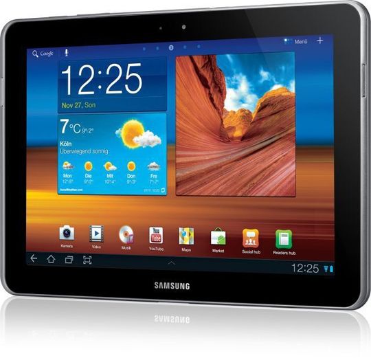 Schnelle Datenübertragung auf ein mobiles Endgerät: Im 60-GHz-Frequenzbereich lassen sich über kurze Distanz breitbandig Informationen für medizinische Anwendungen übertragen (Foto: Samsung Galaxy Tab) Schnelle Datenübertragung auf ein mobiles Endgerät: Im 60-GHz-Frequenzbereich lassen sich über kurze Distanz breitbandig Informationen für medizinische Anwendungen übertragen (Foto: Samsung Galaxy Tab)