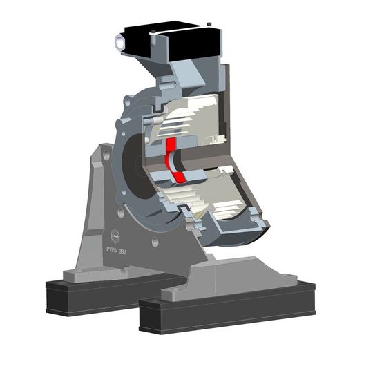 Schnittmodell einer mit dem Fluidware3D-Konfigurator generierten Kühlpumpenträger-Baugruppe mit über 20 detaillierten Bauteilen. (Bild: Raja Lovejoy) Schnittmodell einer mit dem Fluidware3D-Konfigurator generierten Kühlpumpenträger-Baugruppe mit über 20 detaillierten Bauteilen. (Bild: Raja Lovejoy)