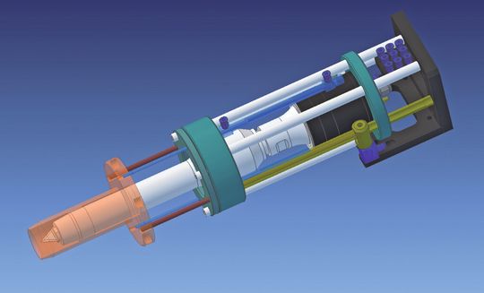 Die Sicherheitseinrichtung (hellbraun) für die Booster-Sonotrode soll Verletzungen an der Hartmetallschneide verhindern. (Bild: EM-Systeme) Die Sicherheitseinrichtung (hellbraun) für die Booster-Sonotrode soll Verletzungen an der Hartmetallschneide verhindern. (Bild: EM-Systeme)