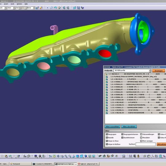ReKnow hat mit ReKnow Mass Utility eine neue Software entwickelt, die eine zeitsparende Analyse einer kompletten Baugruppenstruktur hinsichtlich der Materialzuweisungen auf Baugruppen, Bauteilen und Körpern ermöglicht. (Bild: ReKnow)