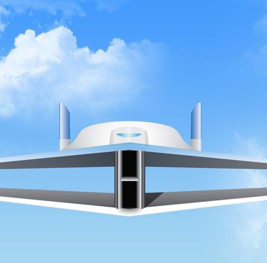 Doppelflügel in Form eines gespiegelten Dreiecks: So könnte ein "leises" Überschallflugzeug der Zukunft aussehen. (Foto: MIT) Doppelflügel in Form eines gespiegelten Dreiecks: So könnte ein "leises" Überschallflugzeug der Zukunft aussehen. (Foto: MIT)